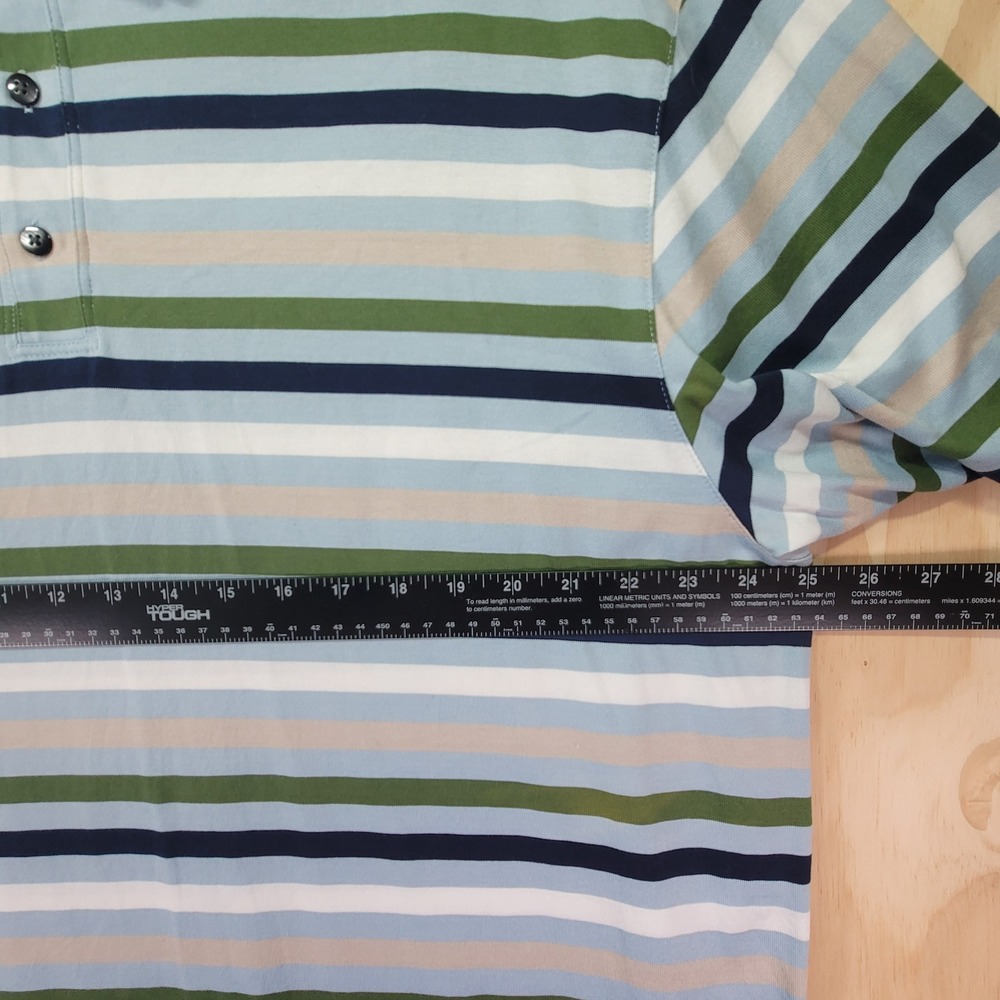 Nike Tiger Woods Collection Polo Shirt Mens XXL Blue Green Striped Golf TW Logo - Picture 9 of 10